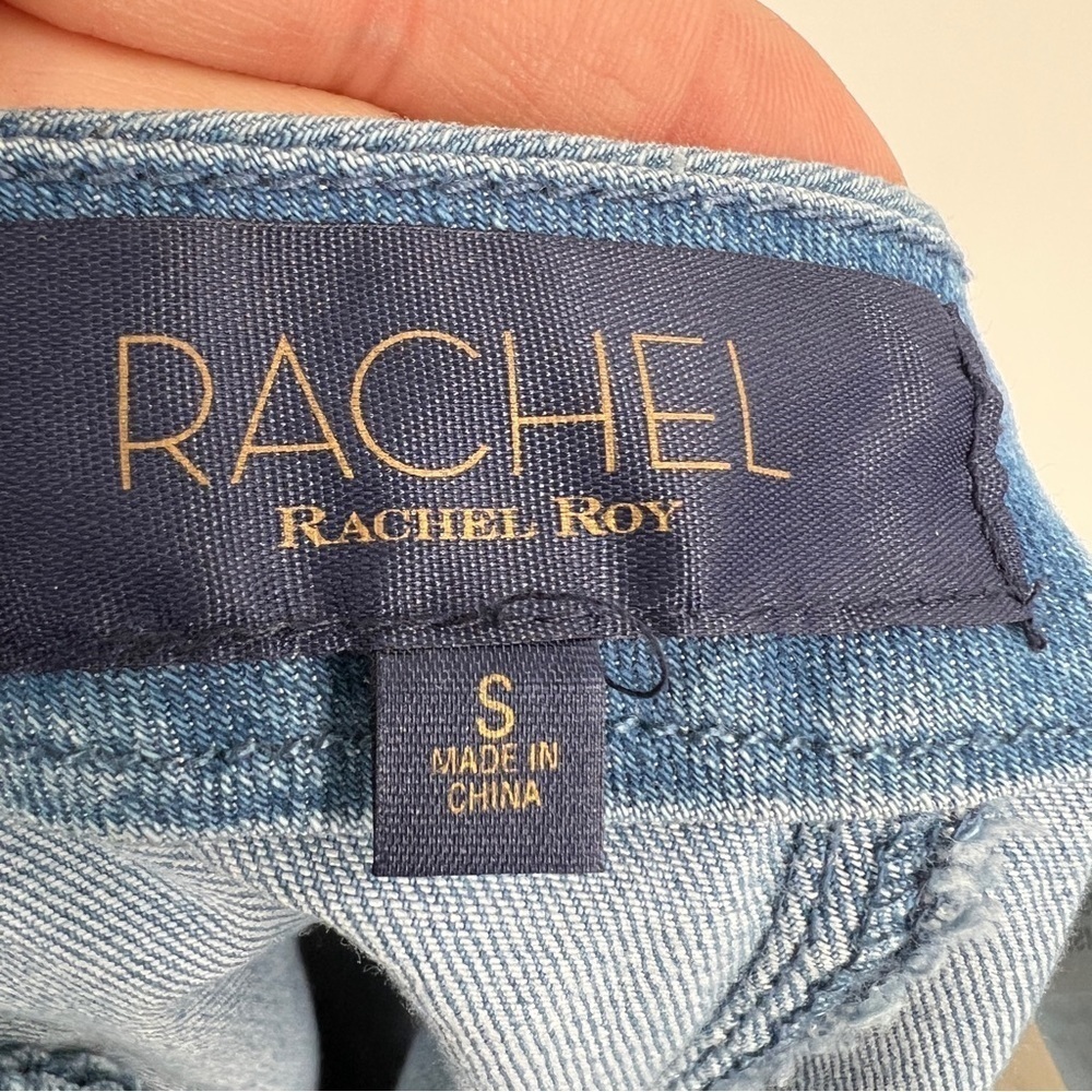Rachel Rachel Roy Medium Blue Wash Button Placket A-Line Mini Denim Jean Skirt - Picture 6 of 13